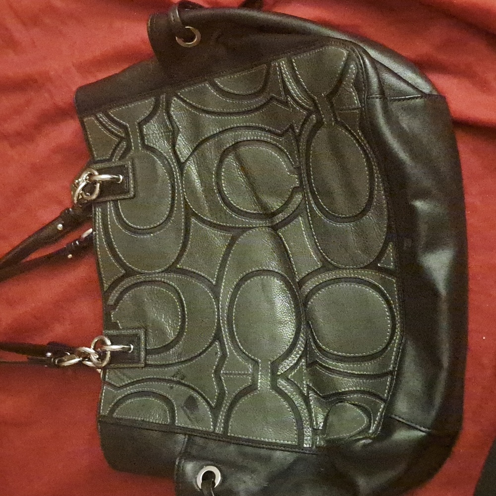 Black and gray large coach bag
